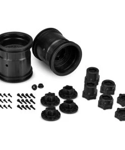 JCONCEPTS Black 2.2" Midwest Monster Truck Wheels W/Adjustable Width Adapters