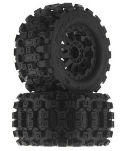 PRO-LINE Badlands MX28 2.8 Tires On F-11 Black Wheels For Electric 2WD Rear