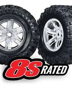 Traxxas X-Maxx Tires Pre-Mounted On Satin Chrome Wheels
