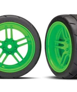 Traxxas 4-Tec 2.0 Extra Wide Rear Response Tires On Split-Spoke Green Wheels (2)